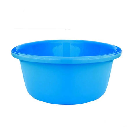 Blue plastic bowl on a white background