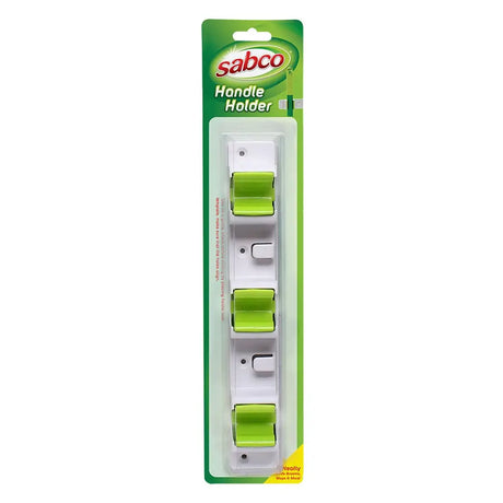 Sabco handle holder packaging with green and white design on a white background