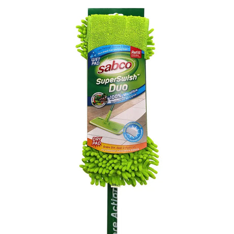Sabco SuperSwish Duo cleaning pad with packaging on a white background