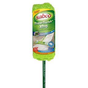Sabco SuperSwish Xtra cleaning system with green scrubber on a white background