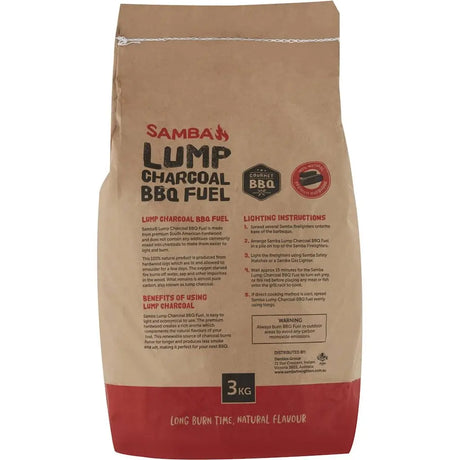 Bag of Samba Lump Charcoal BBQ Fuel on a white background
