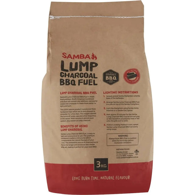 Bag of Samba Lump Charcoal BBQ Fuel on a white background