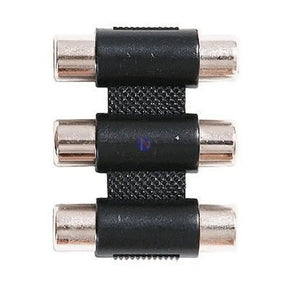 Three audio connectors with black sleeves on a white background