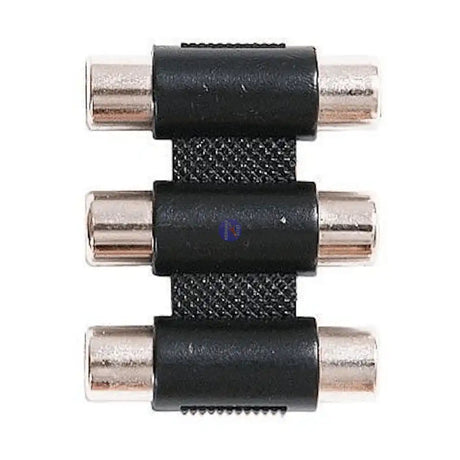 Three audio connectors with black sleeves on a white background