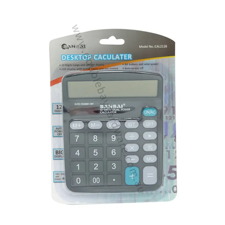 Calculator in packaging with brand name on a white background