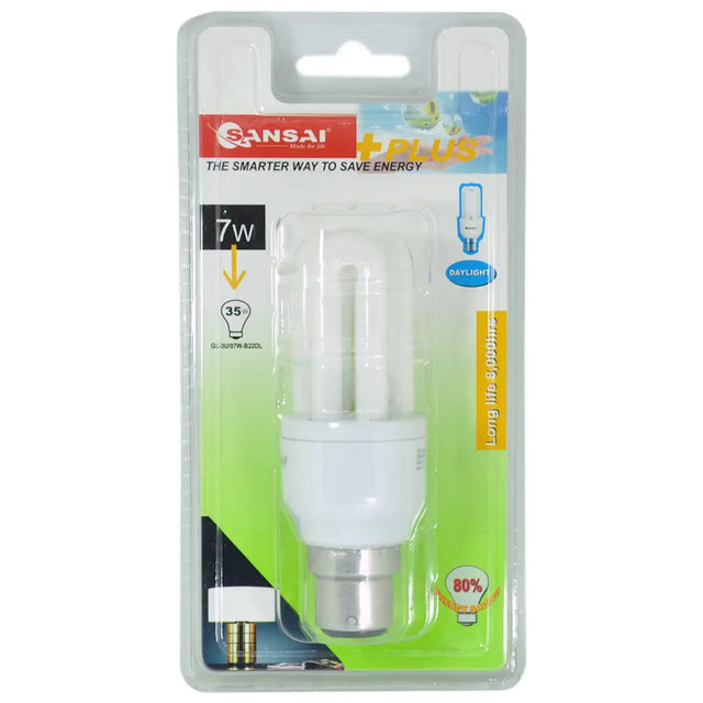 CFL bulb in packaging with Ansai branding on a white background