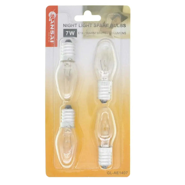 Pack of night light spare bulbs with Sansai branding on a white background