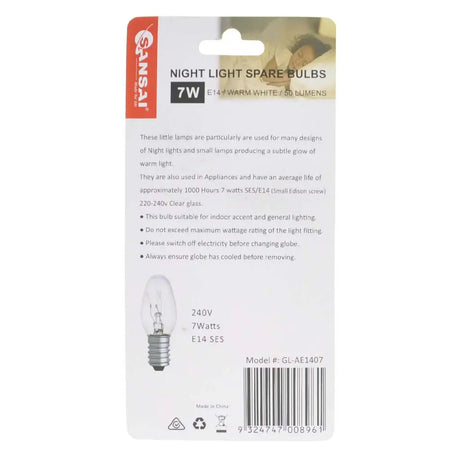 Sainsbury's night light spare bulbs packaging on a white background