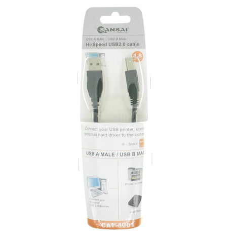 SANSAI Printer Cable USB-A Male To USB-B Male 1.8M CAT-3001