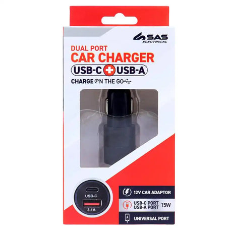 SAS Dual Port USB-A & USB-C Car Charger 289592