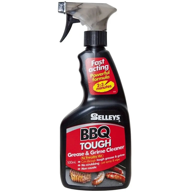 Selleys BBQ Tough Grease & Grime Cleaner spray bottle on a white background