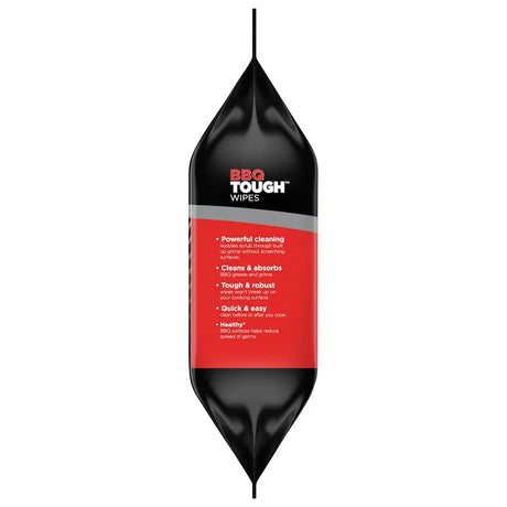 Pack of BBQ Tough Wipes with black and red design on a white background
