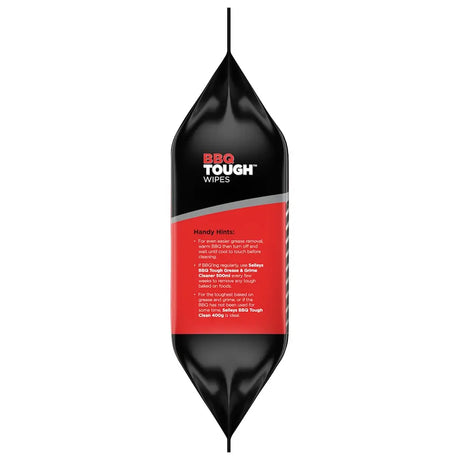 Black and red package of BBQ Tough Wipes on a white background
