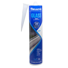 Selleys glass silicone sealant can on a white background