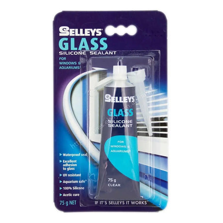 Selleys glass silicone sealant packaging on a white background