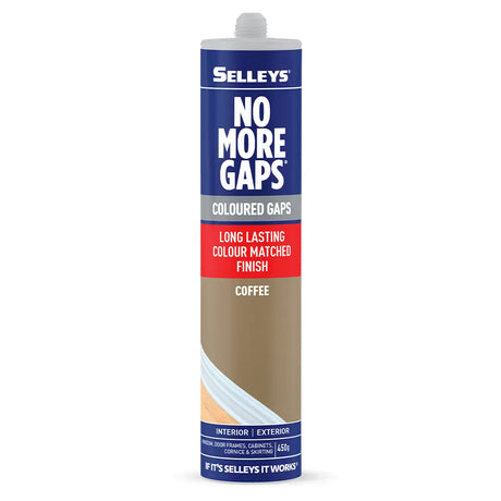 Selleys No More Gaps colored gaps sealant can in coffee color on a white background