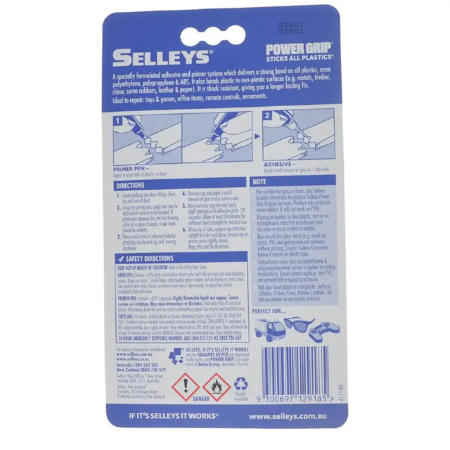 Selleys Power Grip packaging with text and graphics on a white background