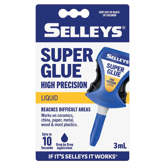 Selleys Super Glue packaging with blue and white design on a white background