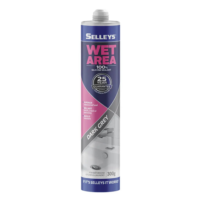 Selleys Wet Area silicone sealant can on a white background