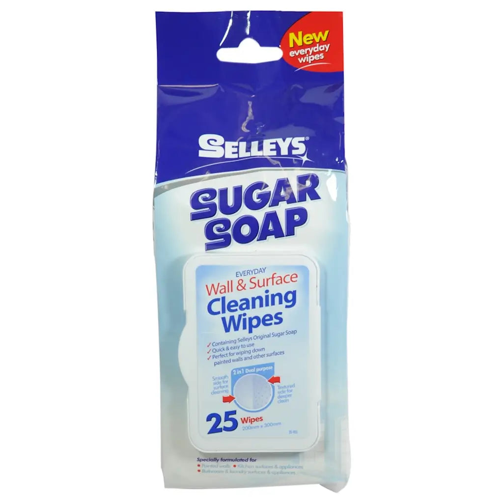 Pack of Selleys Sugar Soap cleaning wipes on a white background