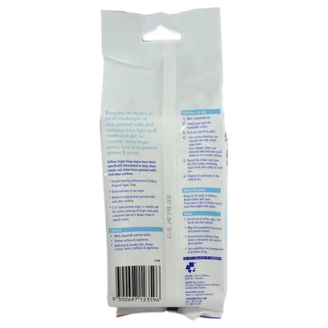 Back view of a white package with text and a barcode on a white background