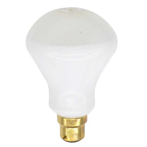 White light bulb with gold base on a white background