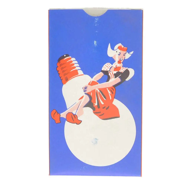 Cartoon character on a light bulb against a blue background