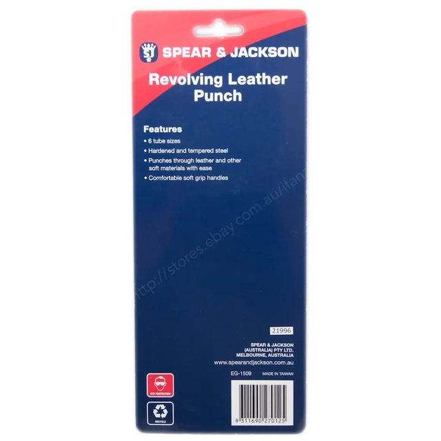 Spear & Jackson revolving leather punch packaging on a white background