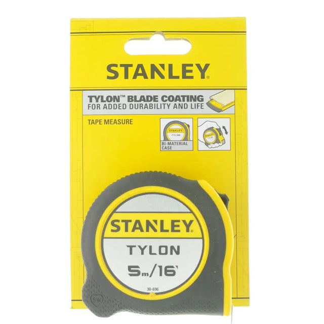 Stanley tape measure packaging with yellow background