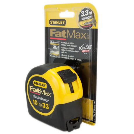 Stanley FatMax tape measure with packaging on a white background