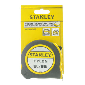 Stanley tape measure packaging with yellow and gray design