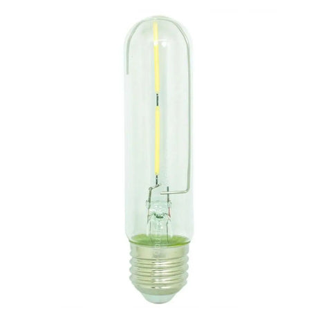 Clear cylindrical light bulb on a white background