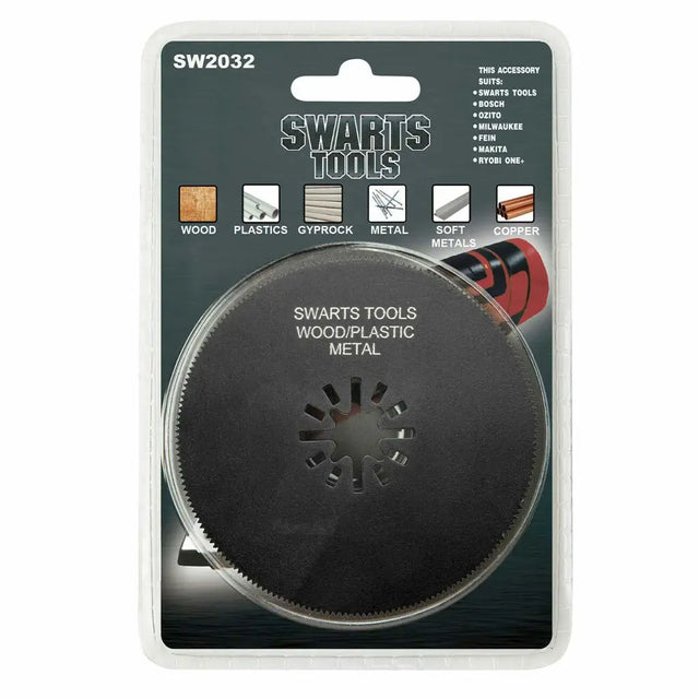 SWarts Tools SW2032 circular dust collector filter cartridge in its original retail blister packaging, showing the black filter element and product details on a white backing card.