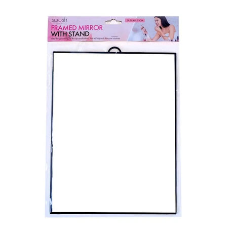 Framed mirror with stand on a white background