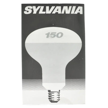 Sylvania light bulb packaging with a black and white design.