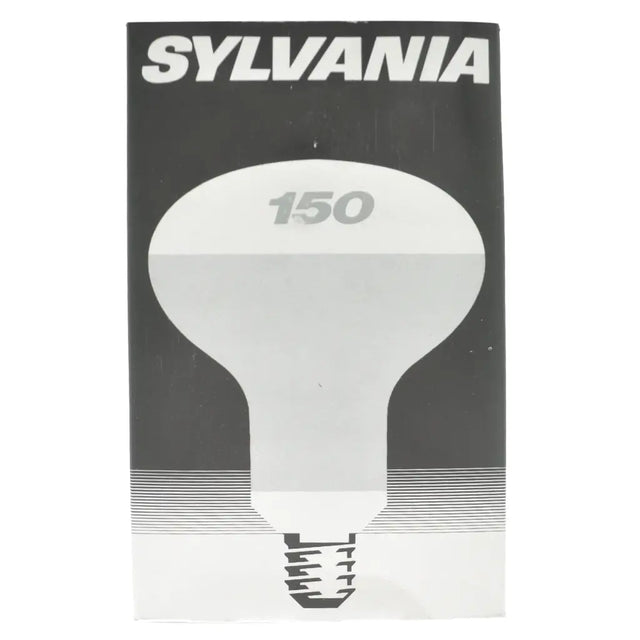 Sylvania light bulb packaging with a black and white design.