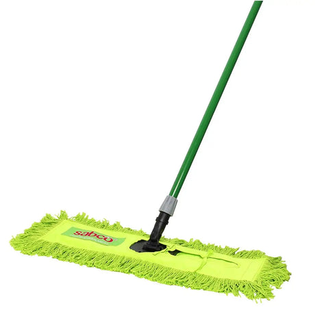 Green dust mop with Sabco logo on a white background