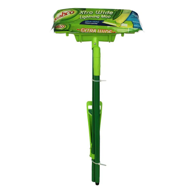 Green mop with Sabco branding on a white background