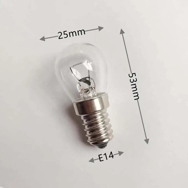 Light bulb with measurements on a white background
