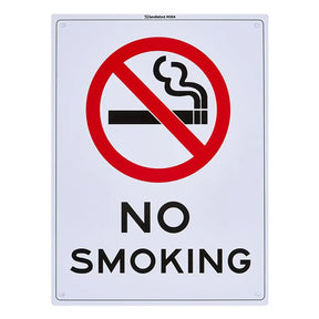 No smoking sign with a red circle and line over a cigarette on a white background