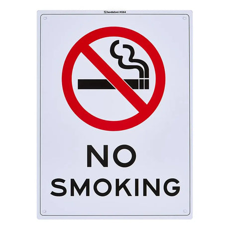 No smoking sign with a red circle and line over a cigarette on a white background