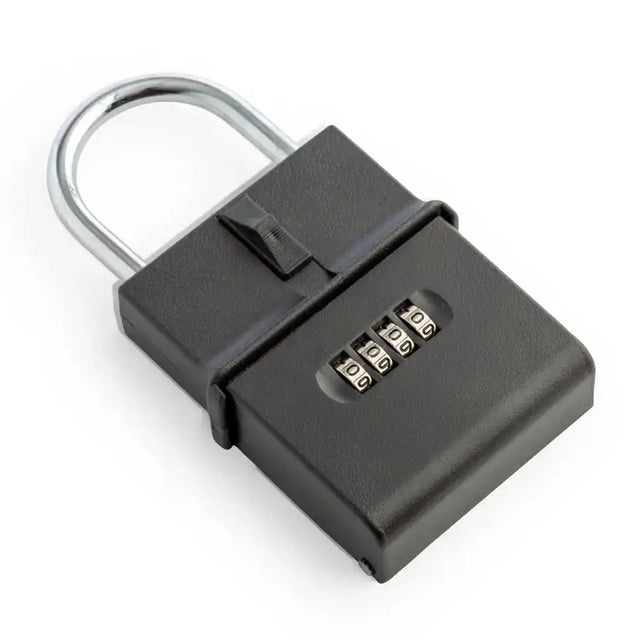 Black combination lock on a white background