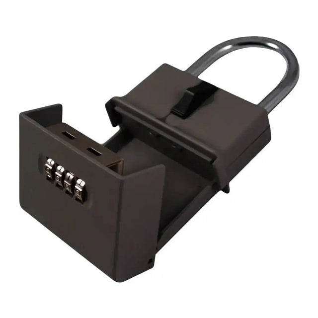 Black combination lock on a white background