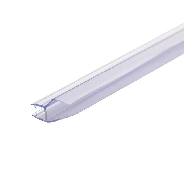 Clear silicone weather strip on a white background