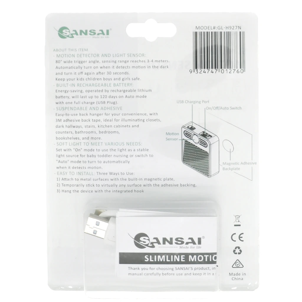 Sansai Rechargeable Slimline Motion Sensor Light GL-H927N