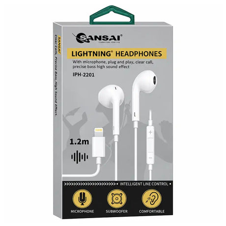 Sansai Lightning Headphones for iPhone with Mic & Volume Control