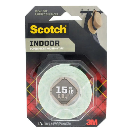 Scotch indoor double-sided mounting tape packaging on a white background