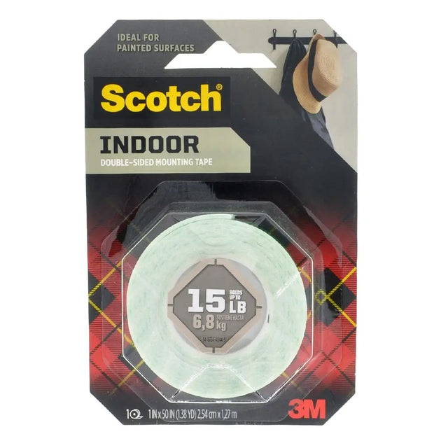 Scotch indoor double-sided mounting tape packaging on a white background