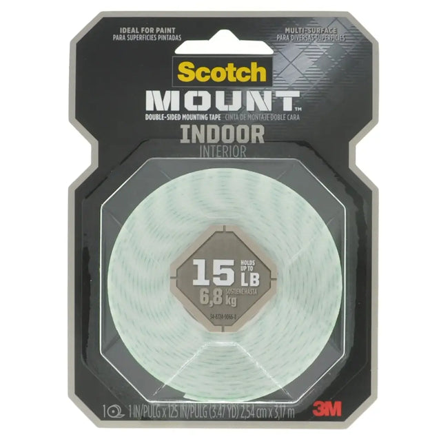 Scotch Mount indoor double-sided tape packaging on a white background