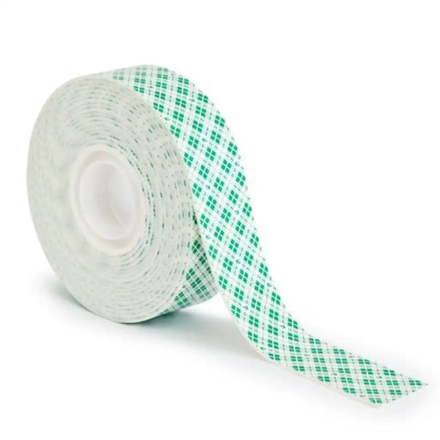 Roll of green checkered tape on a white background